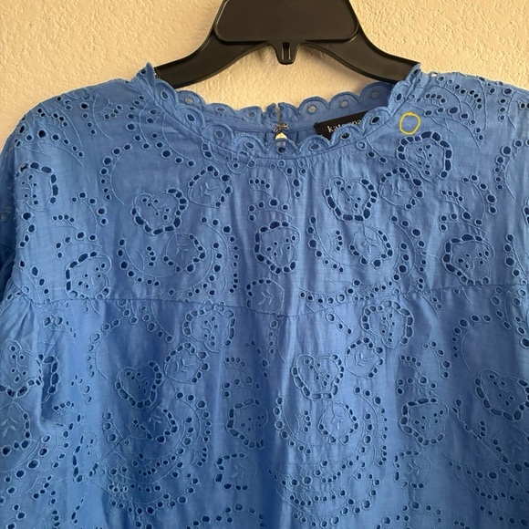 Kate Spade Floral Eyelet Puff Sleeve Dress in Blue 10 - Picture 14 of 16